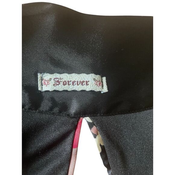 Forever Women’s Vintage USA Sakura Print Tie Neck Sleeveless Open Back Top L - Picture 3 of 9